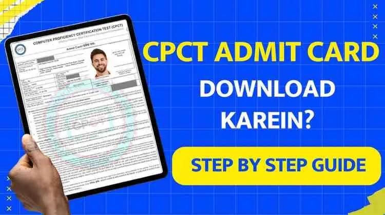 A step-by-step visual guide showing how to download the MP CPCT admit card for the 2025 exam, from logging in to the final download.