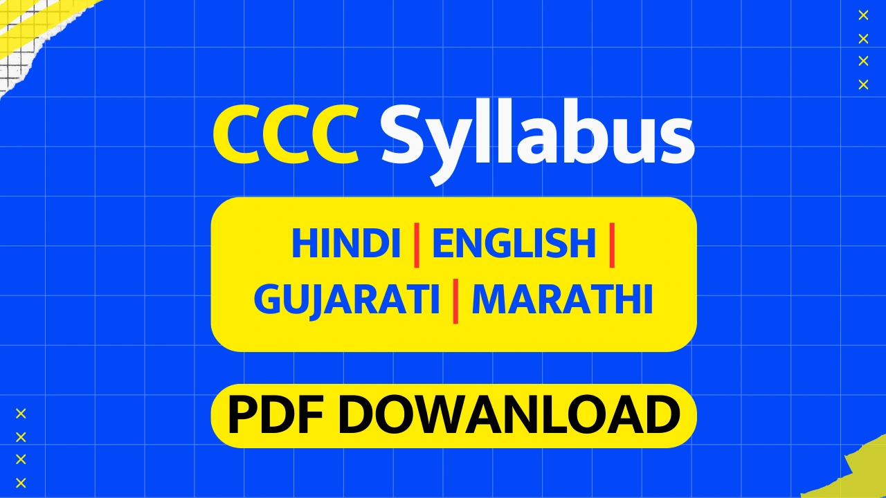 CCC Syllabus 2026 Chart showing Official NIELIT Exam Pattern available in Hindi, English, Gujarati, and Marathi languages